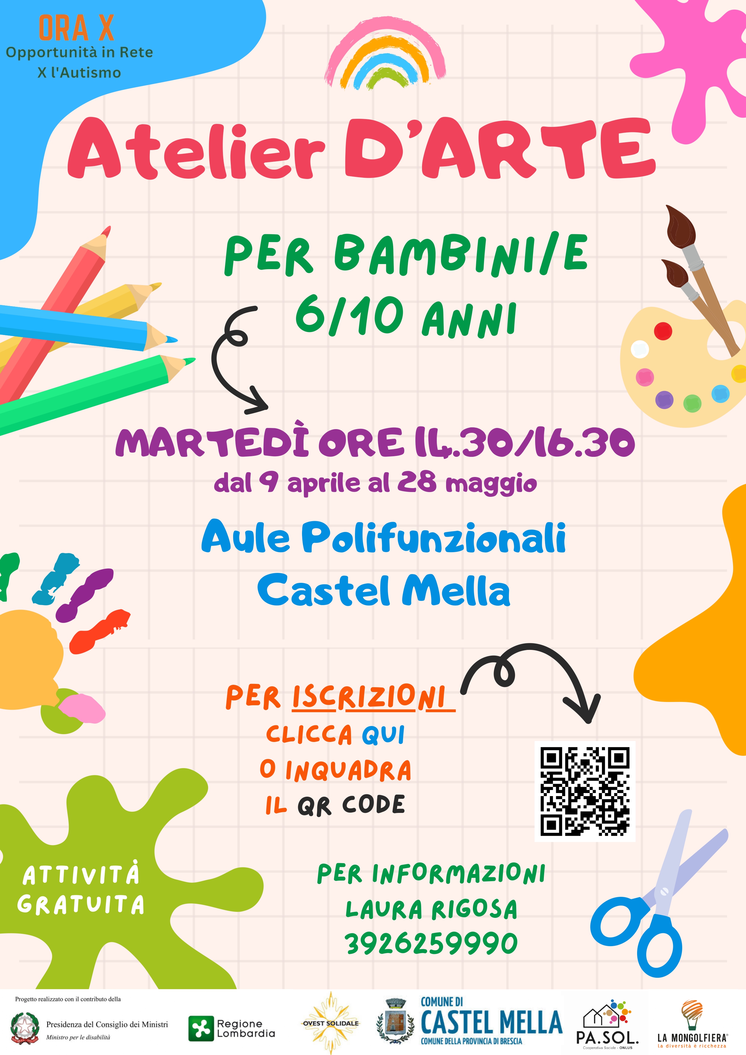 ORA X - ATELIER D'ARTE organizza attività gratuite inclusive per bambini dai 6 ai 10 anni ORA X - ATELIER D'ARTE organizza attività gratuite inclusive per bambini dai 6 ai 10 anni